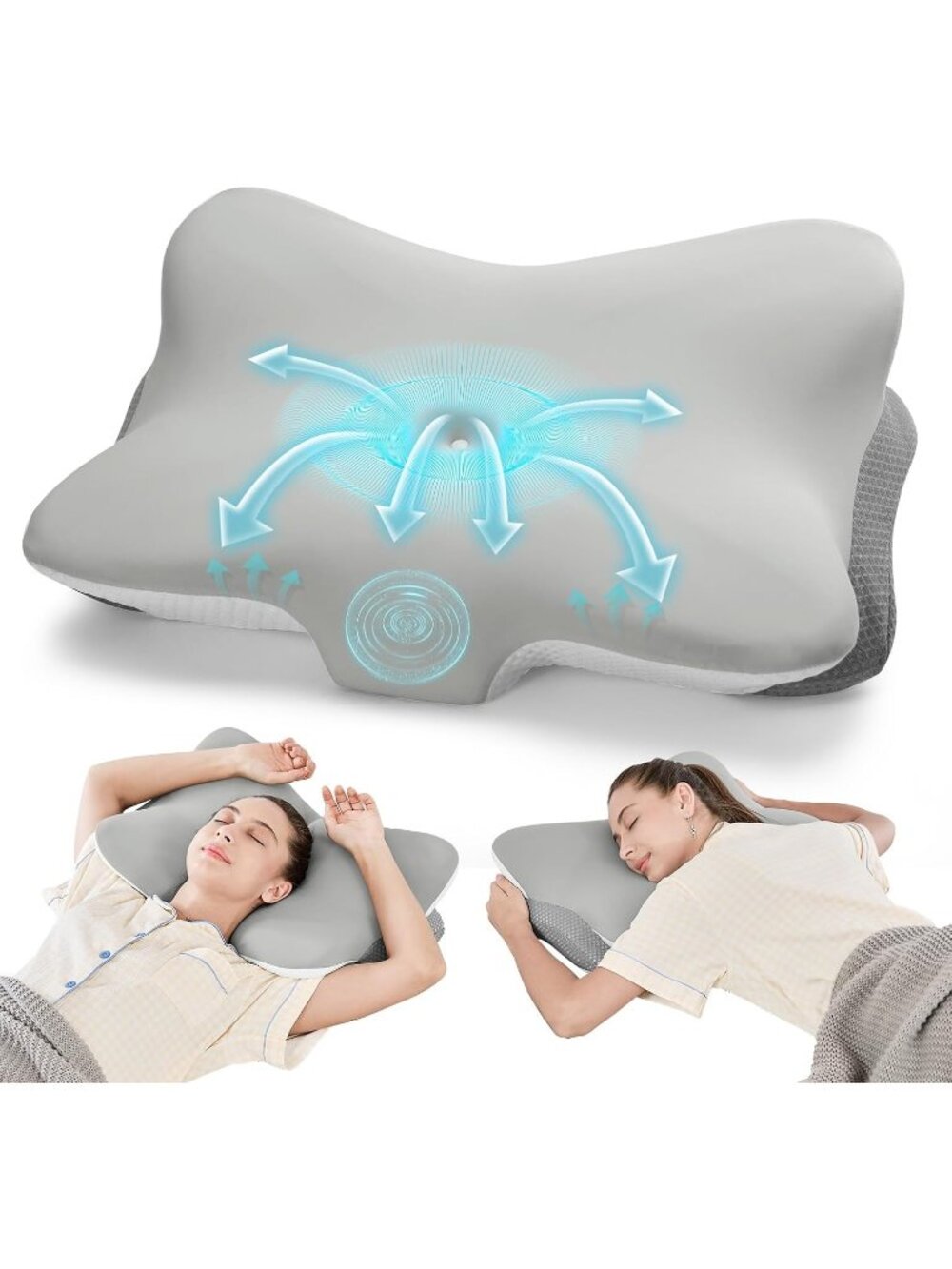 〽️Ergonomic Memory Foam Cervical Pillow Contour Neck Shoulder Pain Relief Grey